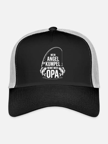 Opa und Enkel Angeln Angelbuddys. Geschenk für Opa - Trucker Cap - Schwarz/Steingrau - Vorne