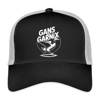 Gans oder garnix Gans und lustiger Spruch - Trucker Cap - Schwarz/Steingrau - Vorne