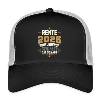 Rente 2026 Rentner Rentnerin Legende Ruhestand - Trucker Cap - Schwarz/Steingrau - Vorne