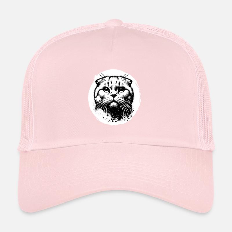 Chat mignon pli écossais Portrait noir et blanc Casquette trucker 