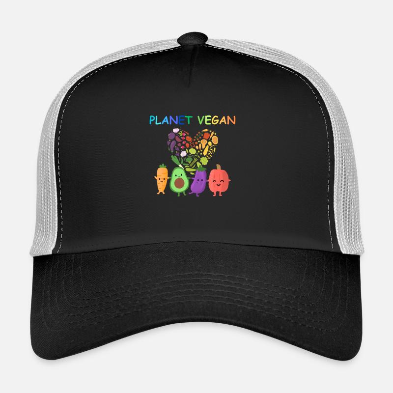 Planet Vegan -Vegetable Heart - Trucker Cap - black/stone grey