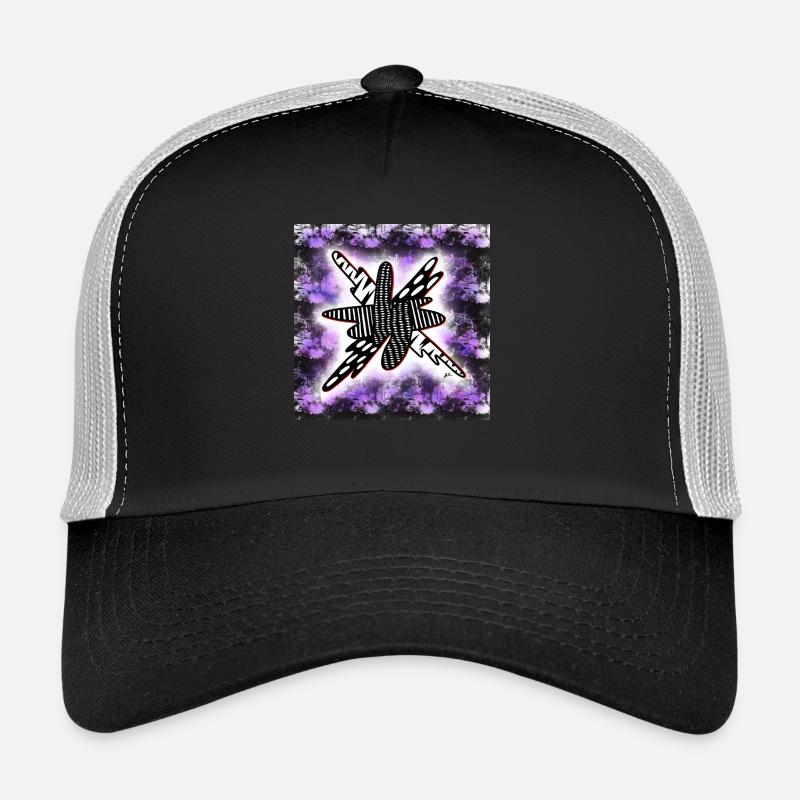 Creatively patterned blob on black and violet - Trucker Cap - black/stone grey