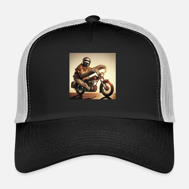 Faultier Biker Wanderer - Trucker Cap - Schwarz/Steingrau