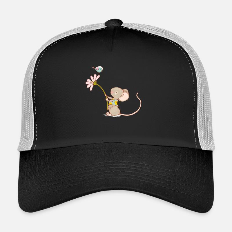 Maus mit Blume und Vogel Trucker Cap