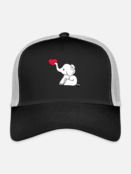 coeur amour donner l'amour amoureux elephant assis sweet - Casquette trucker  - noir/gris pierre - Devant