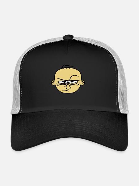 visage dessin animé comique cliparts mal furieux fou - Casquette trucker  - noir/gris pierre - Devant