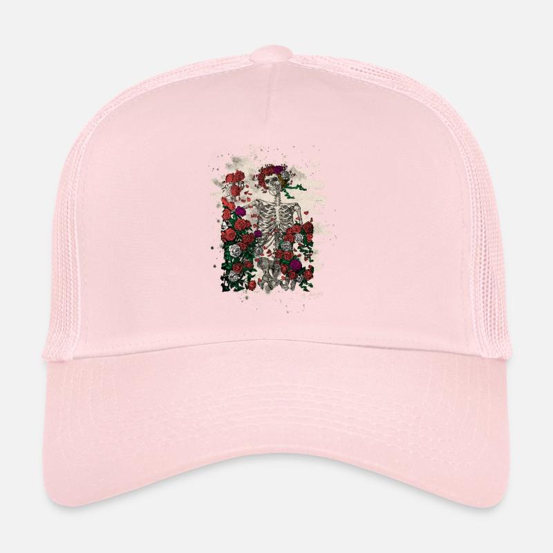 Skeleton & Roses – bleached Version Trucker Cap