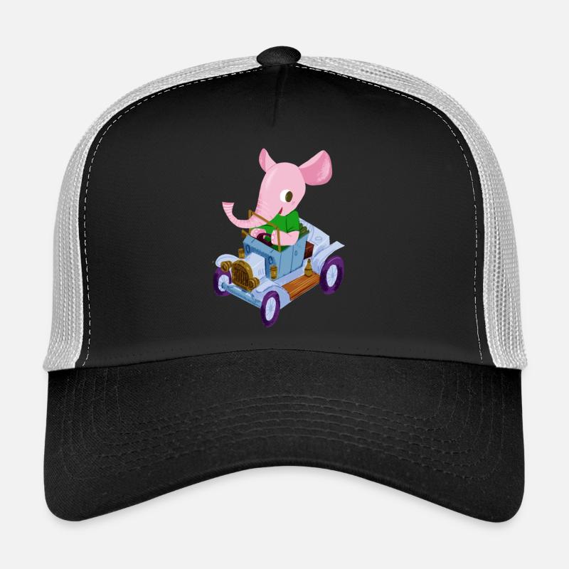 Elephant in a vintage car - Trucker Cap - black/stone grey