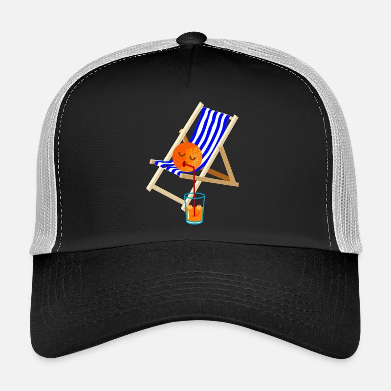 Orange im Liegestuhl - Trucker Cap - Schwarz/Steingrau