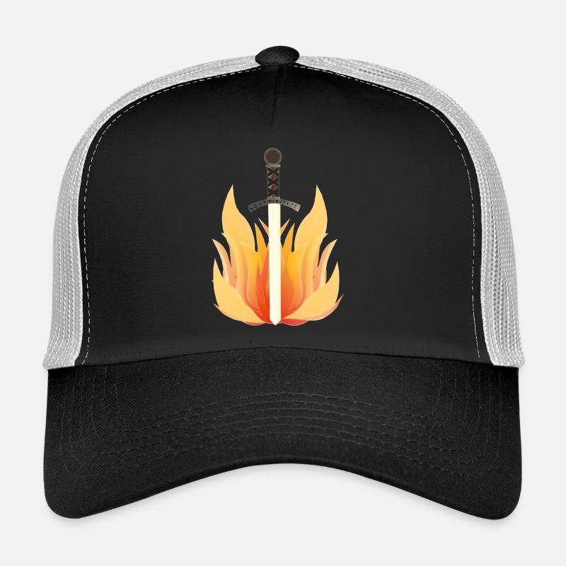 Long Sword with Flame Pattern, Fire Designs Trucker Cap