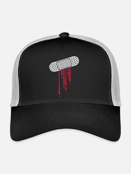 Patch de gouttes de sang - Casquette trucker  - noir/gris pierre - Devant