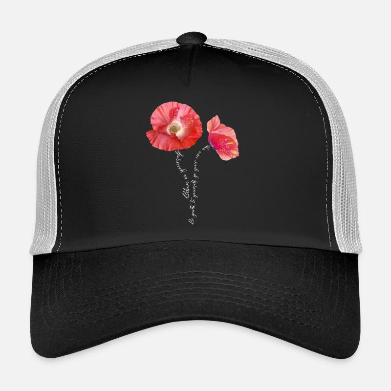 Mohnblumen im Sommer zum Muttertag - Trucker Cap - Schwarz/Steingrau