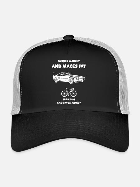 La voiture brûle de l’argent et fait grossir - Casquette trucker  - noir/gris pierre - Devant