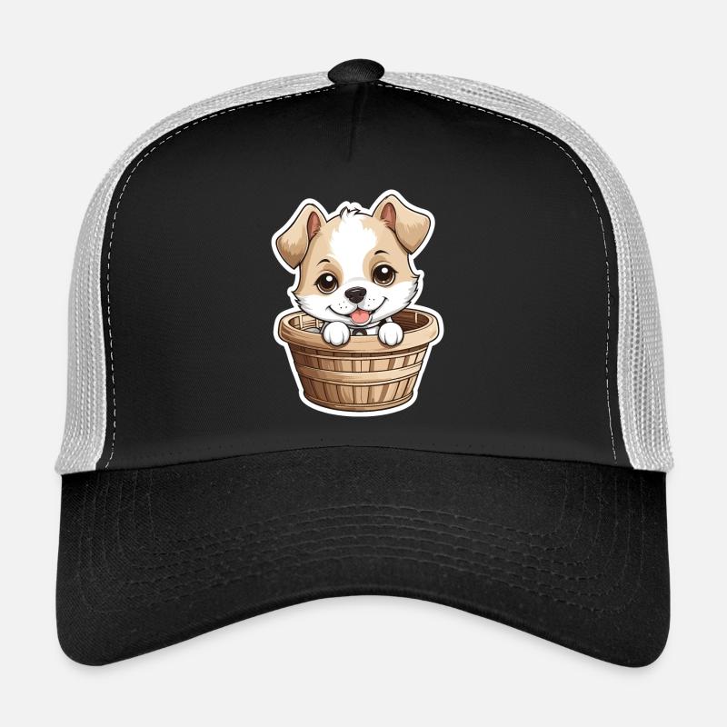 Chien mignon dans un panier pour chien Casquette trucker 