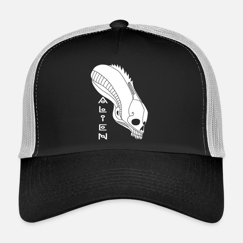 Weißer Alien-Schädel Trucker Cap