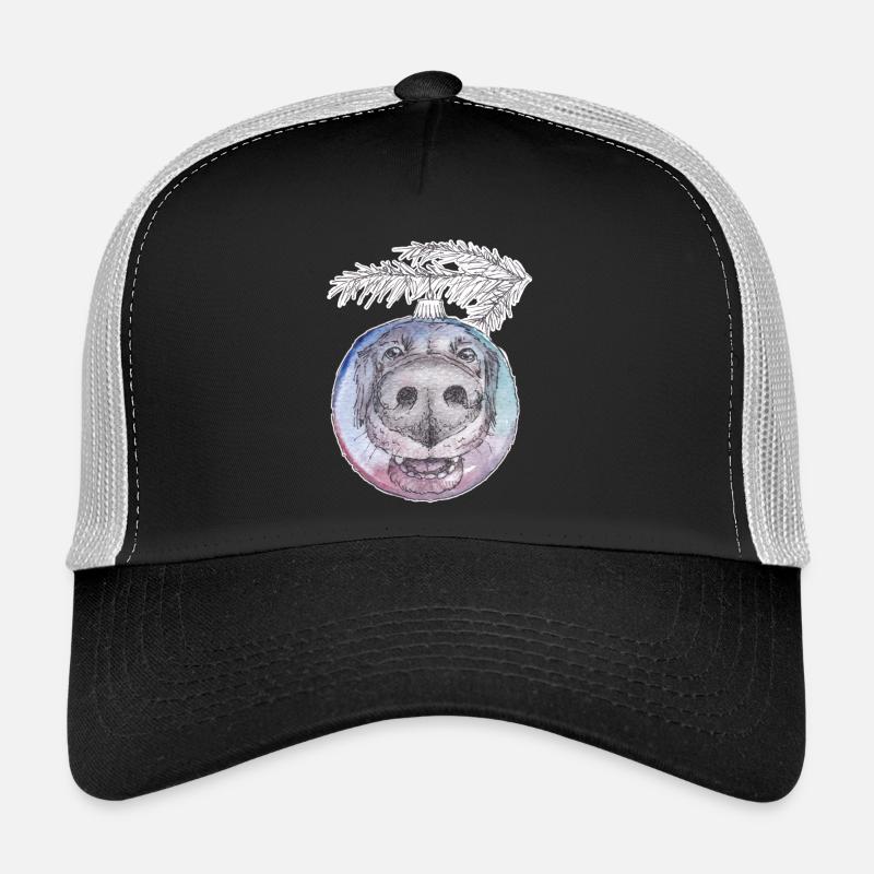 Weihnachtskugel Merry Christmas Hund - Trucker Cap - Schwarz/Steingrau