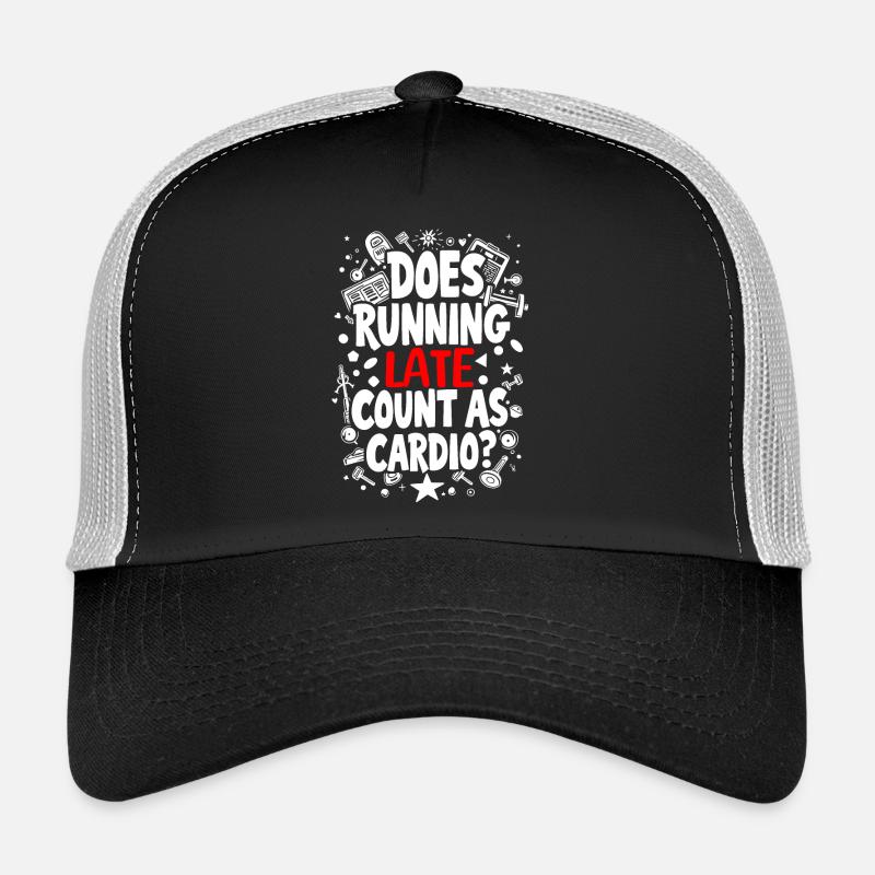 DOES RUNNING LATE COUNT AS CARDIO? - Trucker Cap - black/stone grey