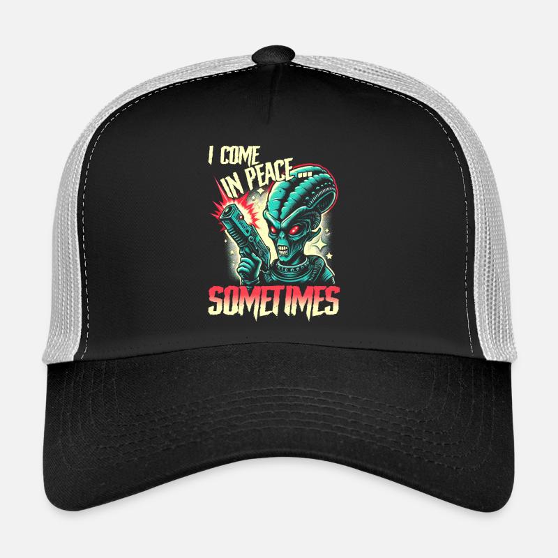 Ich komme in Frieden... Manchmal - Retro Alien Sci-Fi Trucker Cap