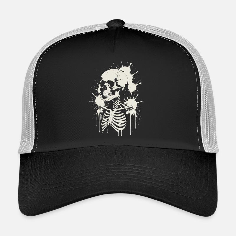 Skull Skeleton Skull & Painting Trucker Cap
