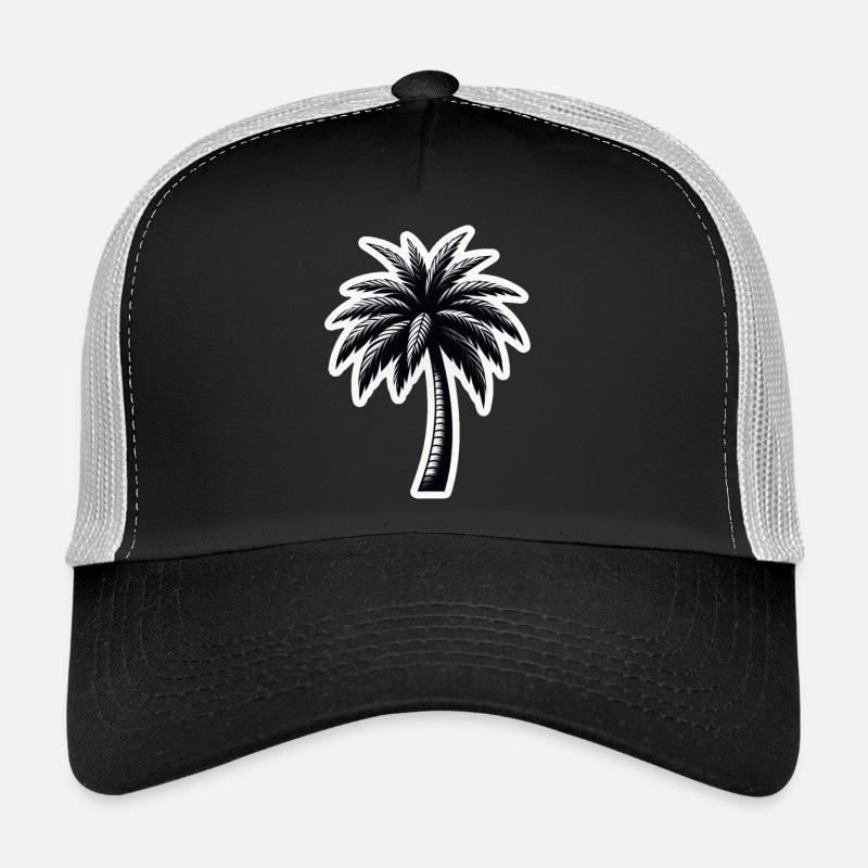 Palmier noir blanc Casquette trucker 