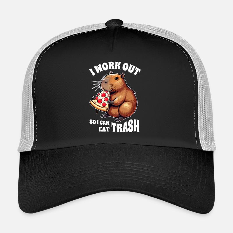 I train so I can eat garbage, capybara Trucker Cap