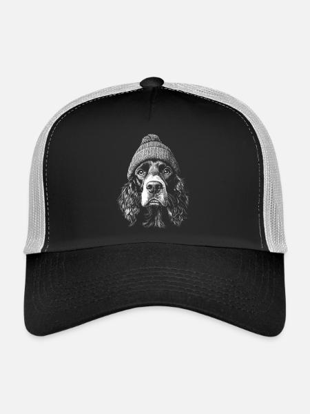 Spaniel Pudelmuetze Hunde Hund - Trucker Cap - Schwarz/Steingrau