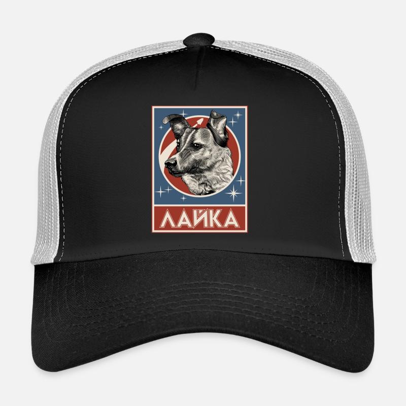 Chien de l’espace soviétique Laika - Casquette trucker  - noir/gris pierre