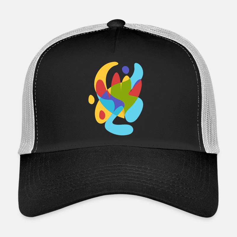 abstract summer tropical flora - Trucker Cap - black/stone grey