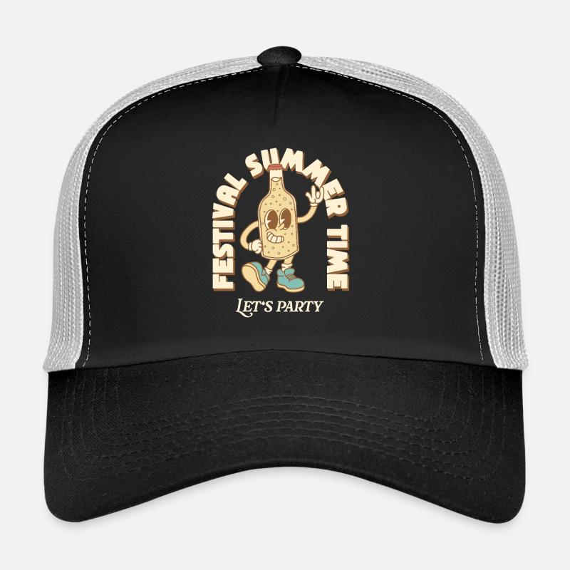 Festival Retro Design - Trucker Cap - Schwarz/Steingrau