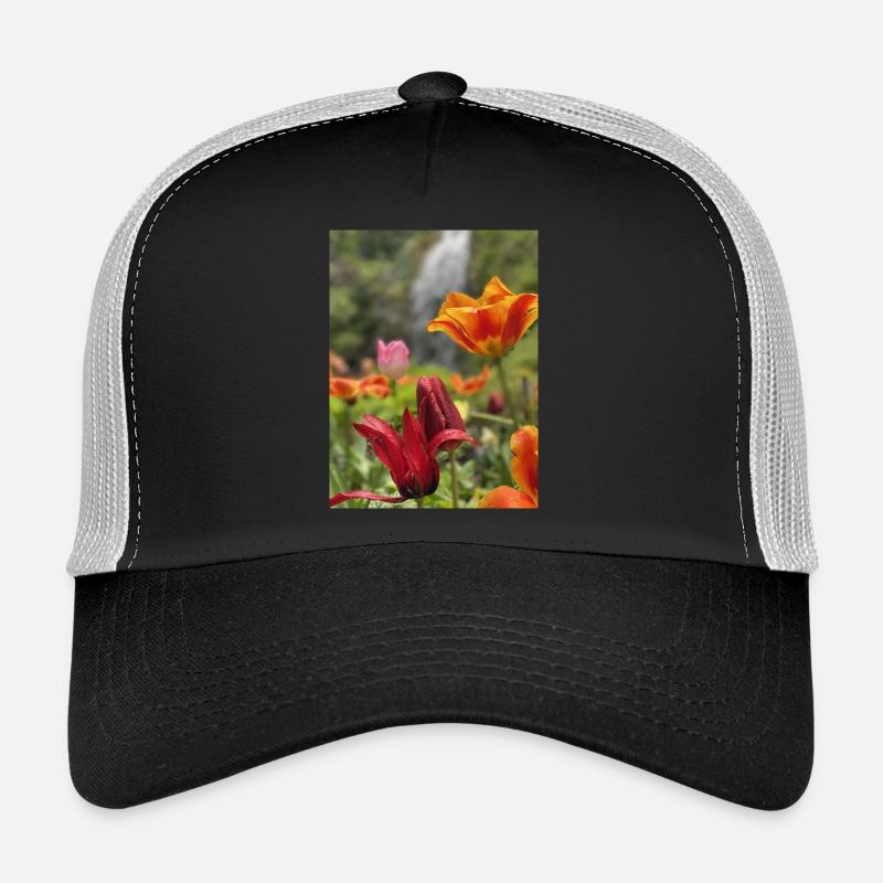 Tulipes colorées - Casquette trucker  - noir/gris pierre