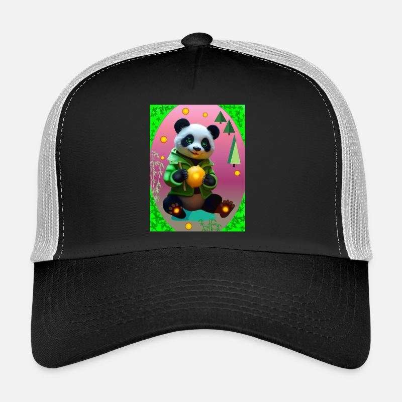 Futuristischer Panda - Trucker Cap - Schwarz/Steingrau
