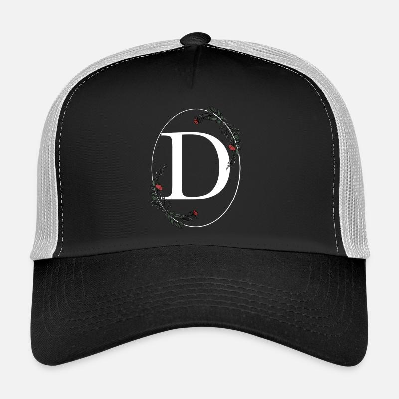 Lettre D - Casquette trucker  - noir/gris pierre