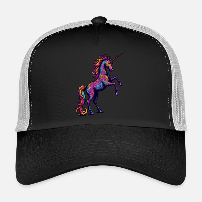 Neon Pattern Unicorn – Colorful Fantasy Magic Trucker Cap