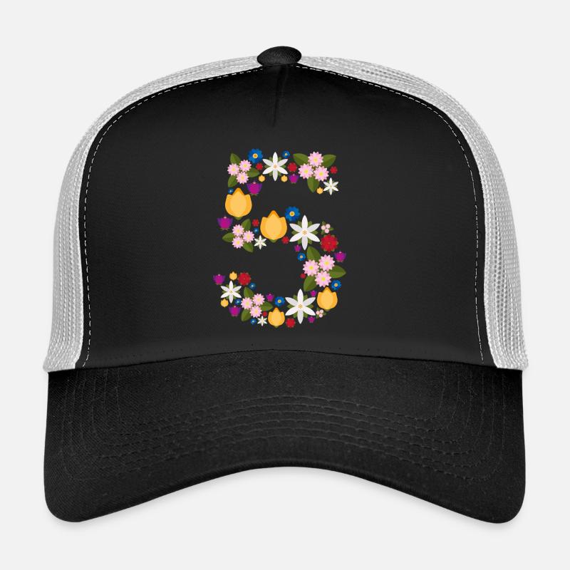 Flowers 5 - Trucker Cap - Schwarz/Steingrau