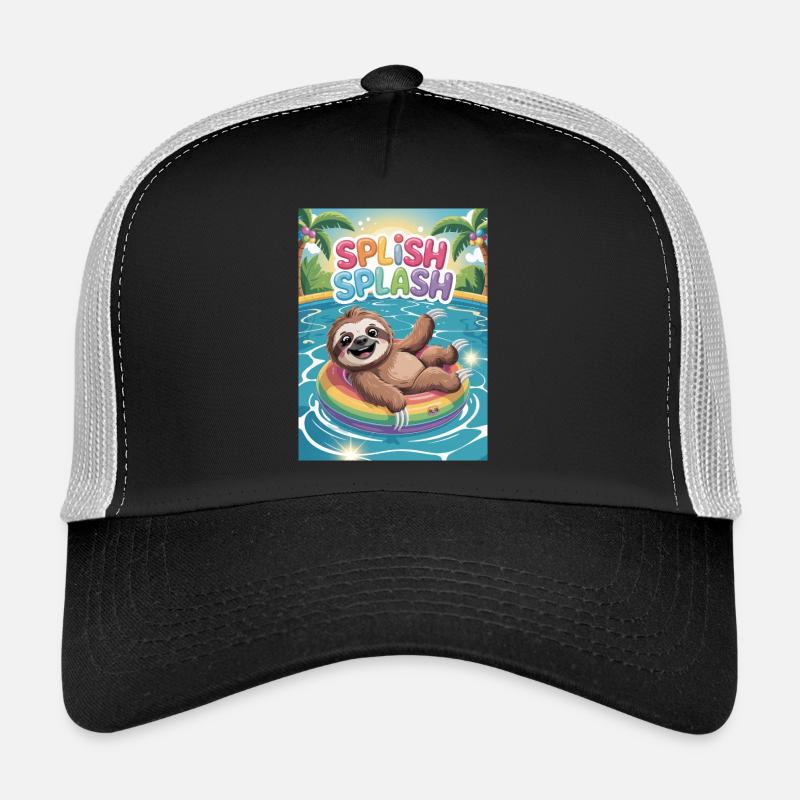 Sloth bathing, summer vacation, splish splash Trucker Cap