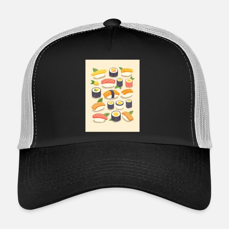Lebendige Sushi-Sortiment-Illustration - Trucker Cap - Schwarz/Steingrau