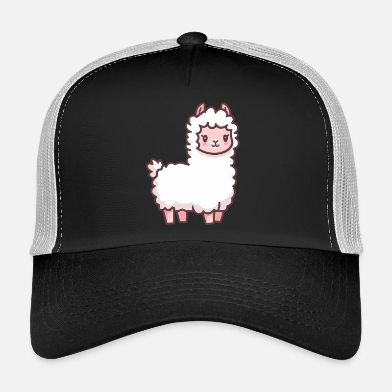 Dessin animé mignon de lama - Casquette trucker  - noir/gris pierre