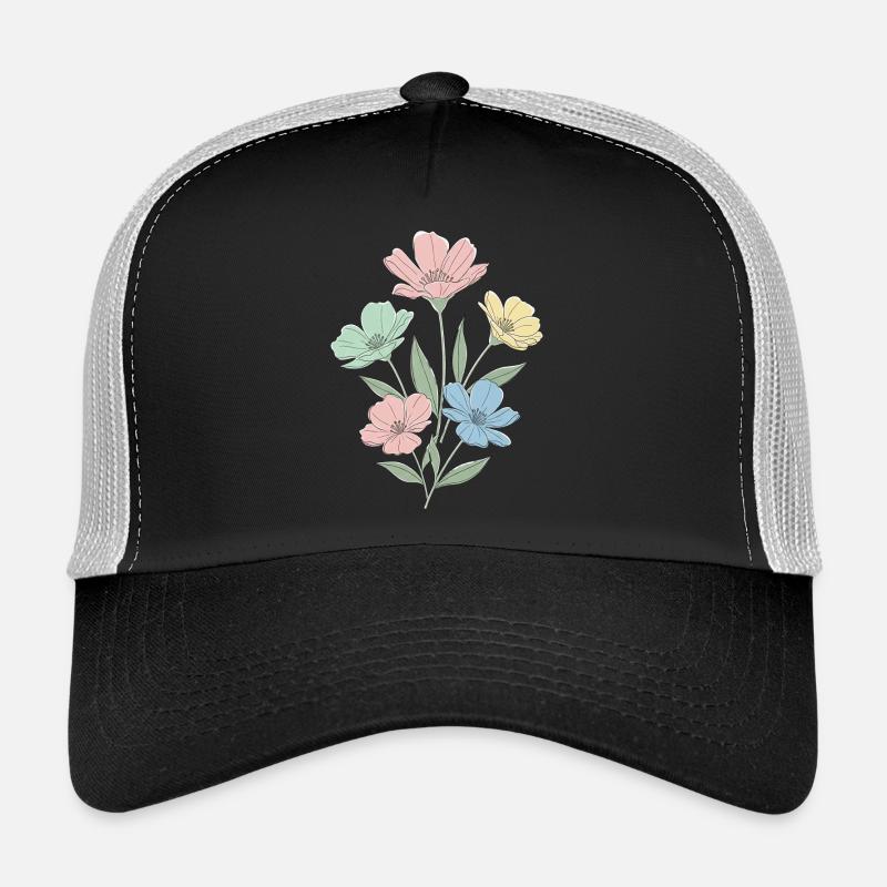 Fleurs pastel dans le style aquarelle Casquette trucker 