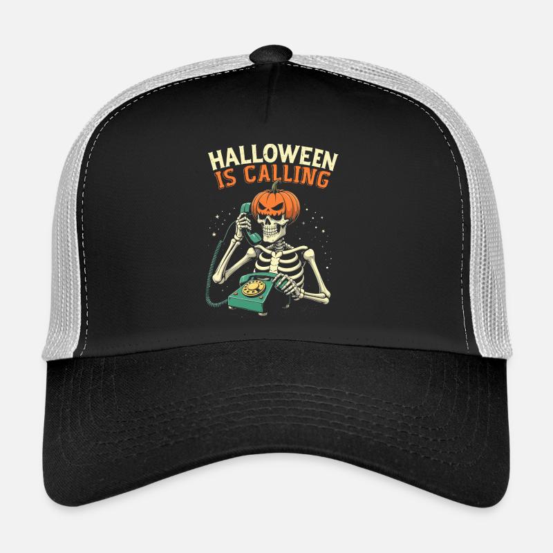 Squelette Halloween avec Citrouille Casquette trucker 
