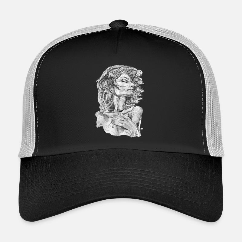 Air black and white drawing carographic Trucker Cap