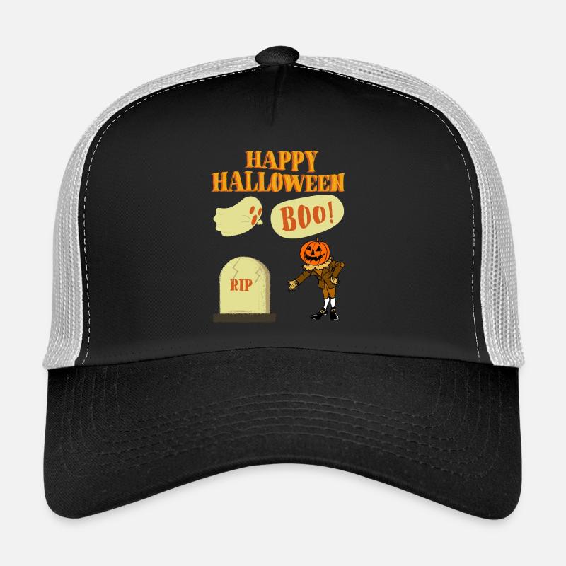 Halloween Cartoon Pumpkin Ghost Trucker Cap