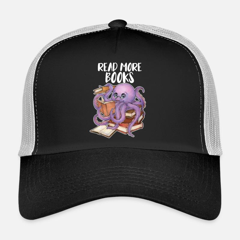 Lesender Oktopus im Bücherstapel Buch Geschenk Trucker Cap