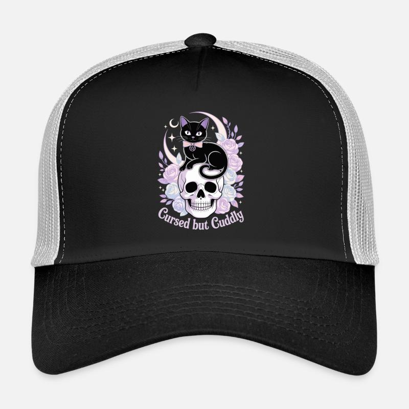 Cursed and Cuddly: Cat Skull - Trucker Cap - black/stone grey