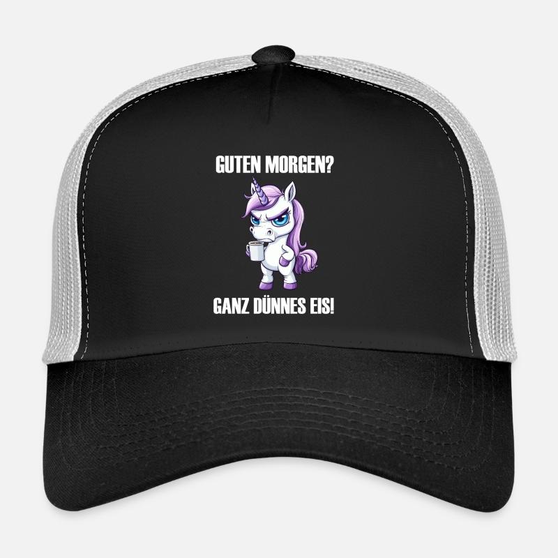 Einhorn Kaffee Morgenmuffel Design - Trucker Cap - Schwarz/Steingrau