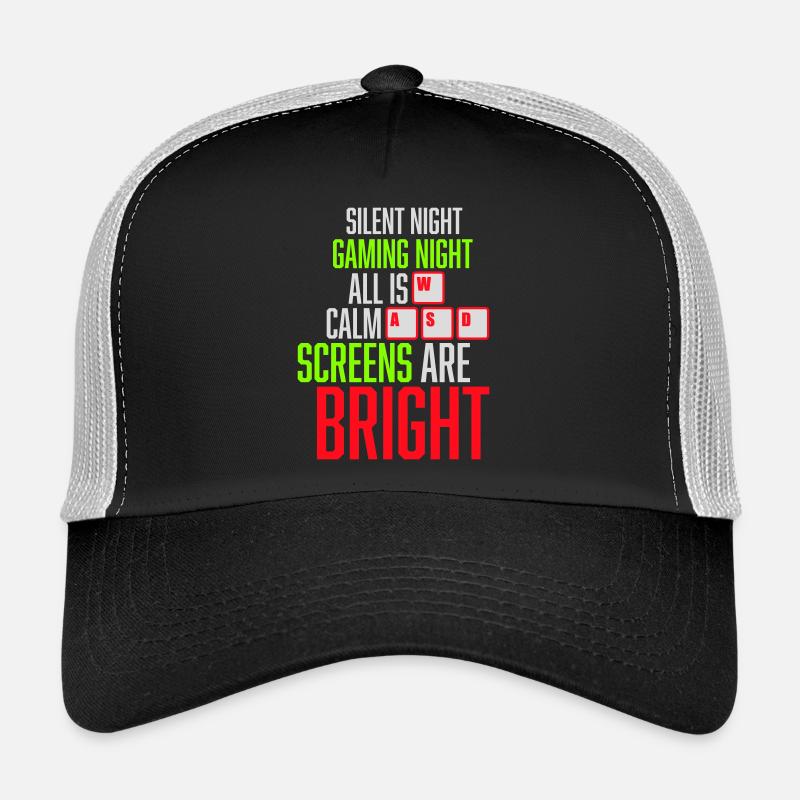 Silent Night Gaming Night All Calm Screens Bright Trucker Cap