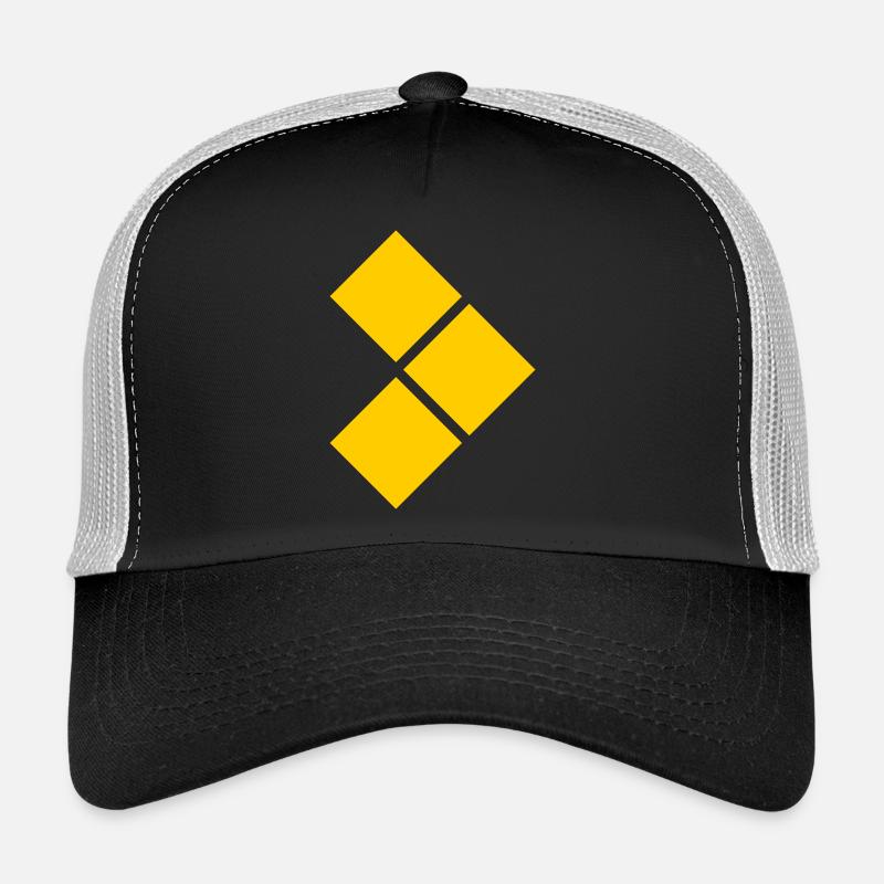 Geometric Yellow Diamond Grid Trucker Cap