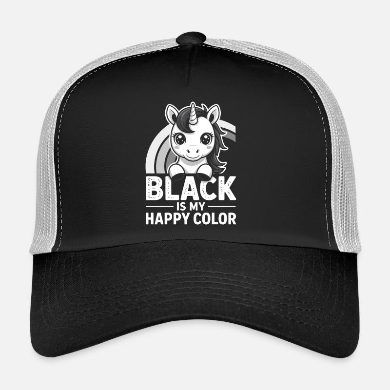 Licorne Noire Joyeuse Couleur Casquette trucker 