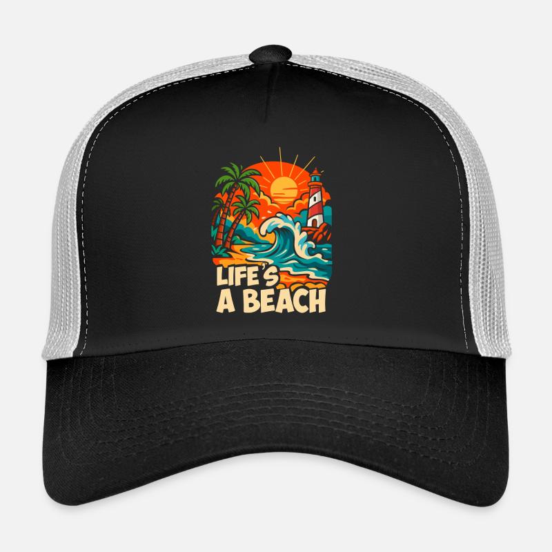 Life's a Beach Tropical Beach Illustration Trucker Cap
