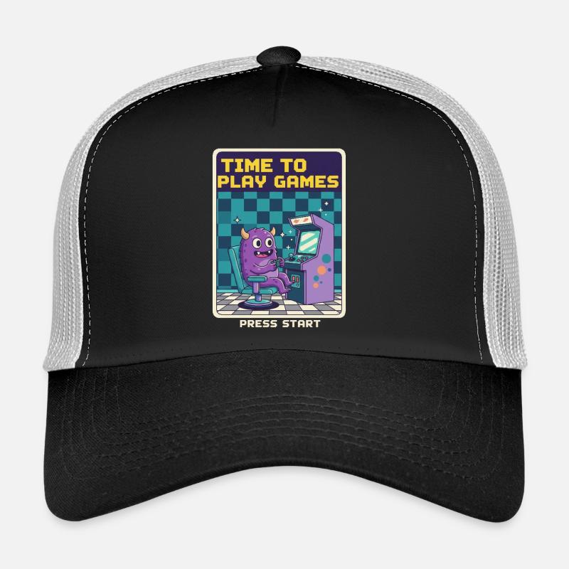 Temps de jouer aux jeux Monster Retro Pixel Arcade Gift Casquette trucker 