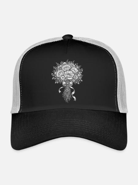 Bouquet de mariée - Casquette trucker  - noir/gris pierre - Devant